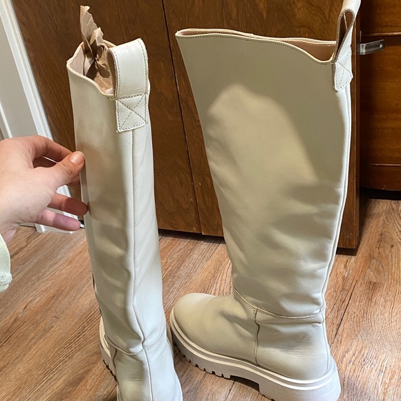 & Other Stories Cream Leather Boots - Picture 5 of 5
